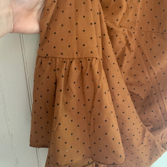 ONLY tie-strap midi brown pika dot midi dress - Picture 9 of 10